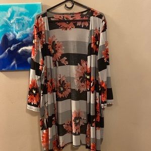 Striped flower kimono